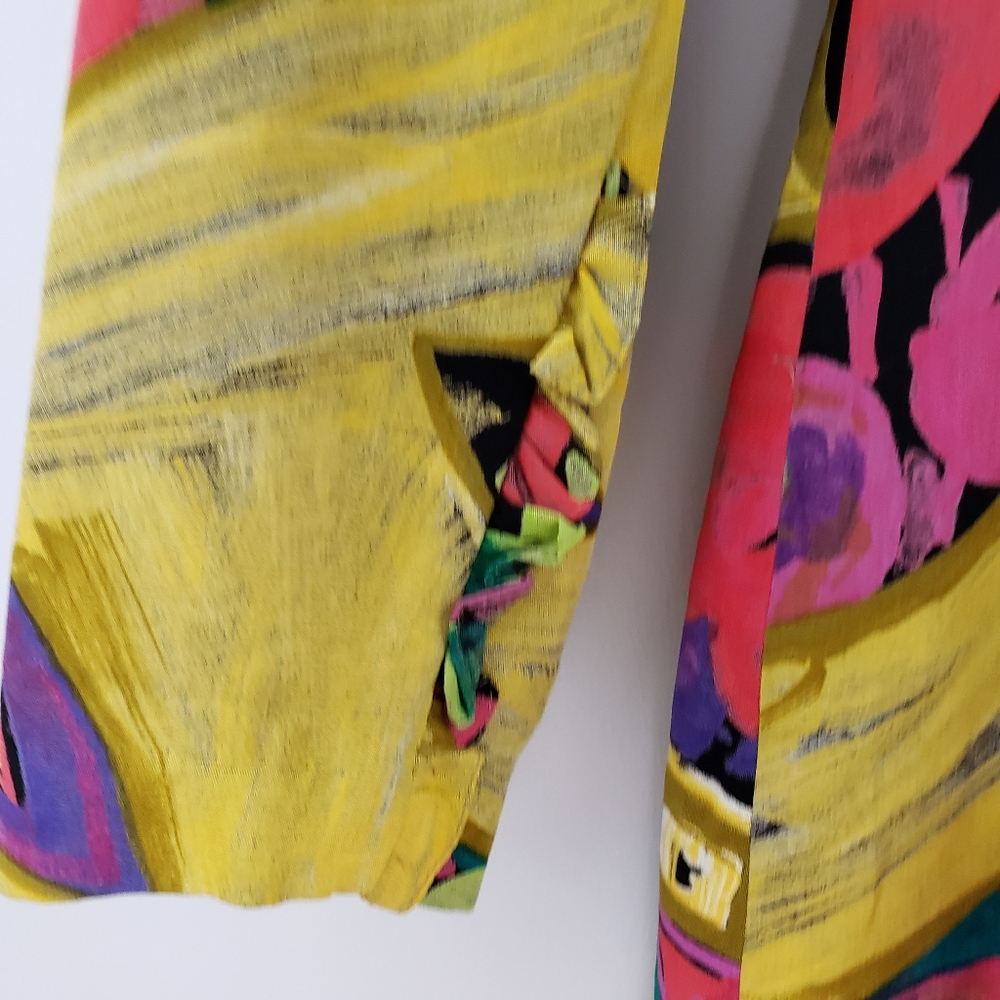 Vintage 90s Fun Artistic Yellow Blazer M - Picture 6 of 8